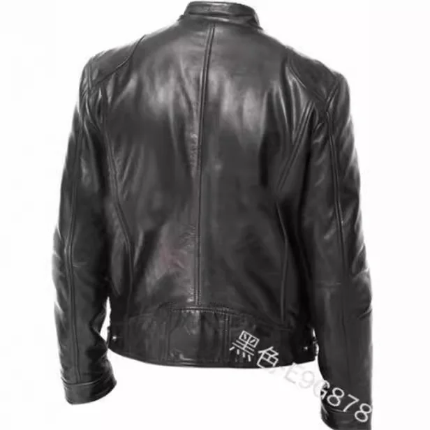 Uveng Uveng Business Gentleman Warm Zipper Open Shirt Pocket Decoration PU Leather Jacket Collar Collar Zipper Leather Jacket