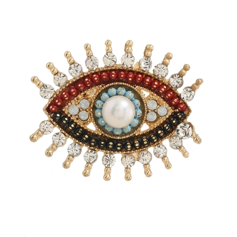 Retro Pin Devil’S Eye Alloy Inlay Rhinestones Pearl Unisex Brooches