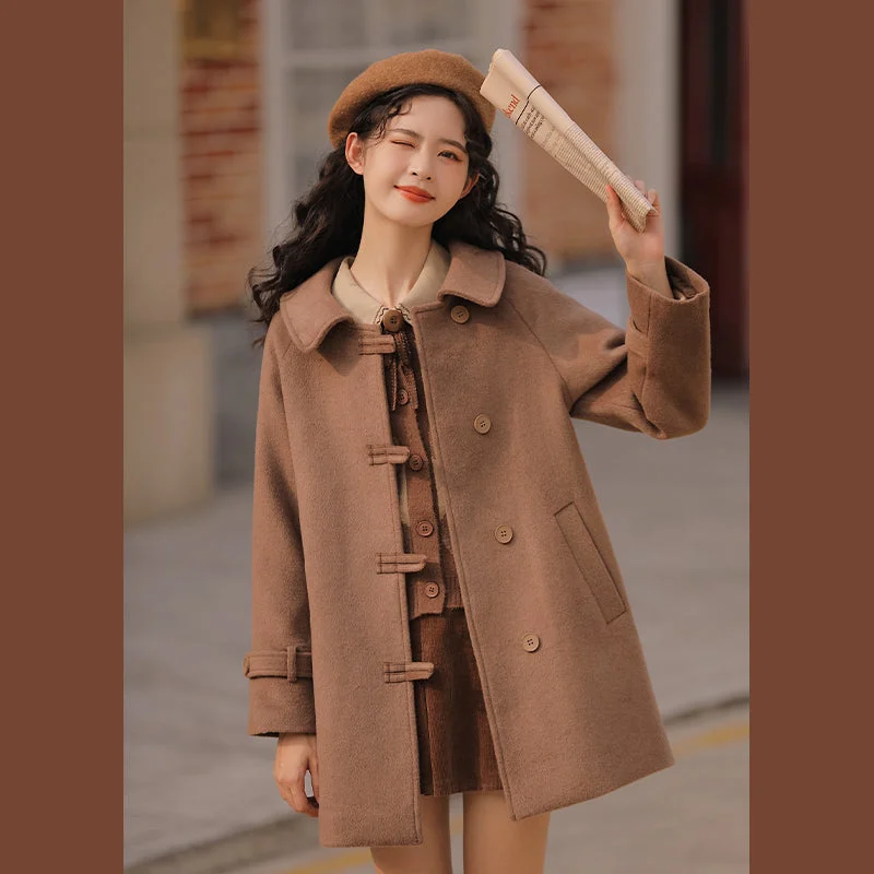 Dark Academia Simple Woolen Coat SS2330