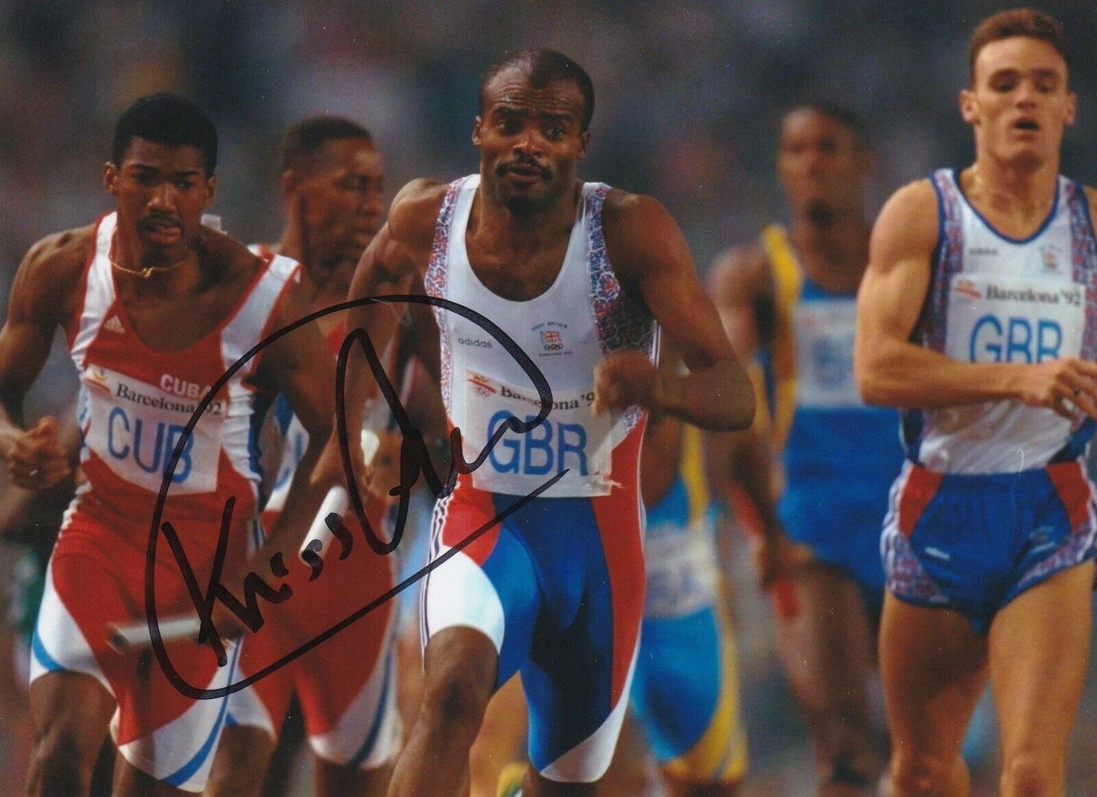 Kriss Akabusi Signed 7x5 Inch Photo Poster painting Olympics