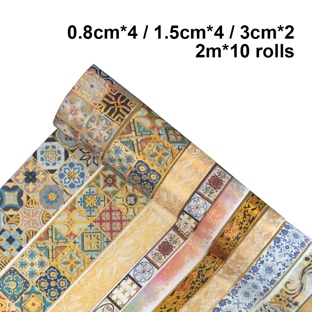 10 Rollen Adhesive Tape Hot Stamping Washi Tape Set(Splendid)