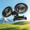 Rechargeable Dual Head Car Fan 3 Speeds 360 Degree Rotatable Vehicle Rear Headrest Fan for Universal Cars SUV Sedan Trucks