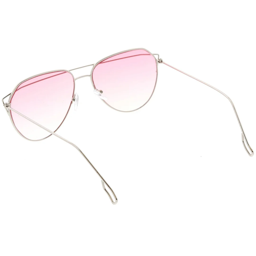 Modern Aviator glasses Metal Crossbar Slim Arms Color Gradient Flat Lens 58mm