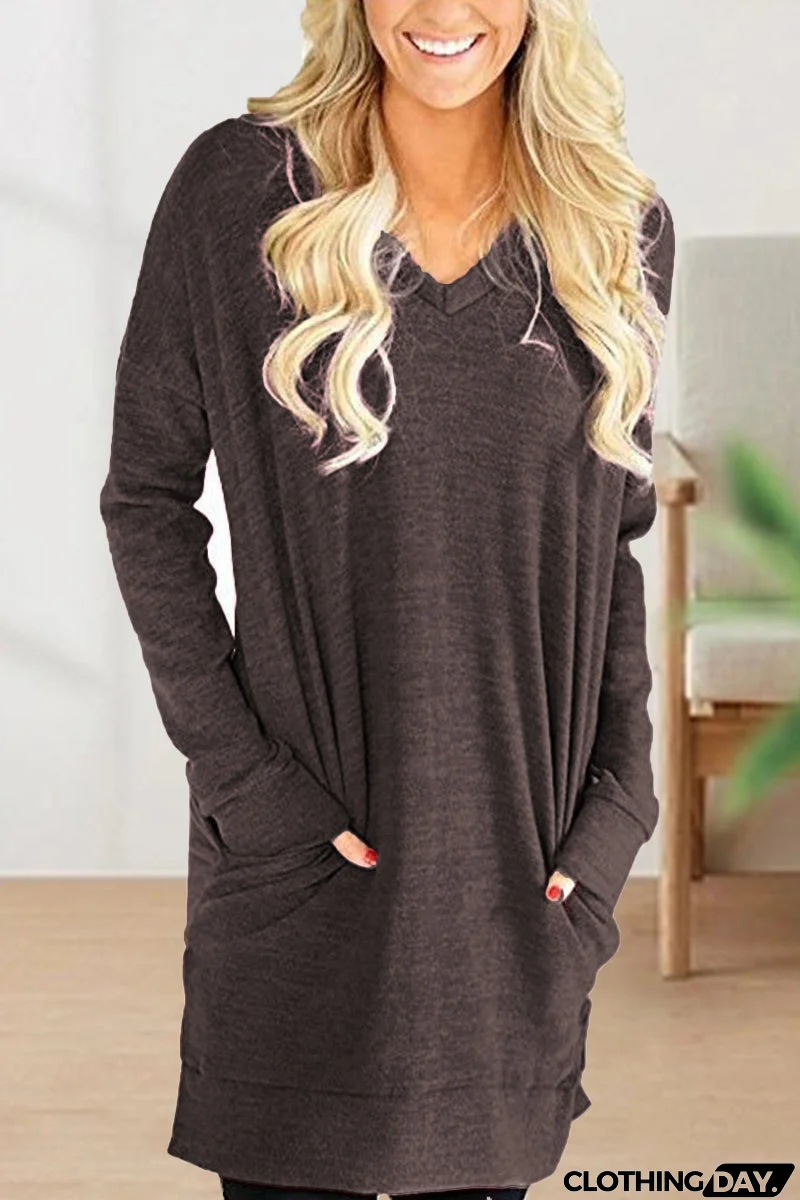 Casual Solid Solid Color V Neck T-Shirts