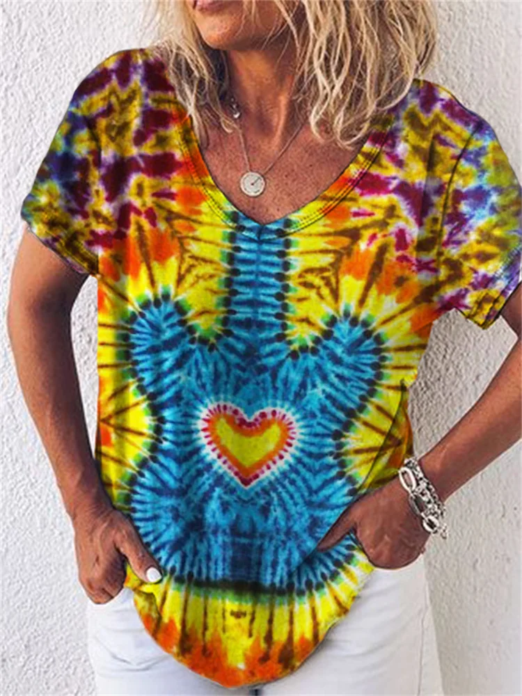 Hippie Heart Guitar Inspired Tie Dye T Shirt