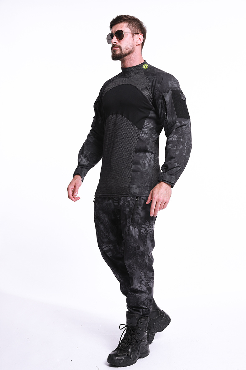 Stitching camouflage Frog Suit Loog Sleeve Fitness Pullover Crewneck Stitching camouflage Frog Suit Loog Sleeve Fitness Pullover Crewneck