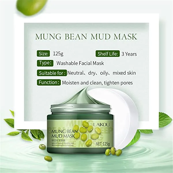 EELHOE Green Tea Clay Mask, Deep Cleansing & Moisturizing Facial Mud Mask for Acne, Blackheads, Pores, Wrinkles, Skincare Masks for Women & Men