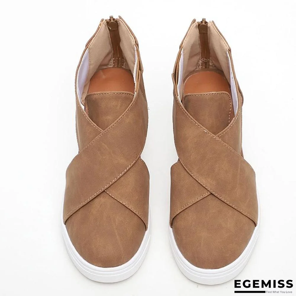 Women Solid High Flats wedges Heel Height Increasing Chunky Platform Vulcanized Sneakers Shoes | EGEMISS