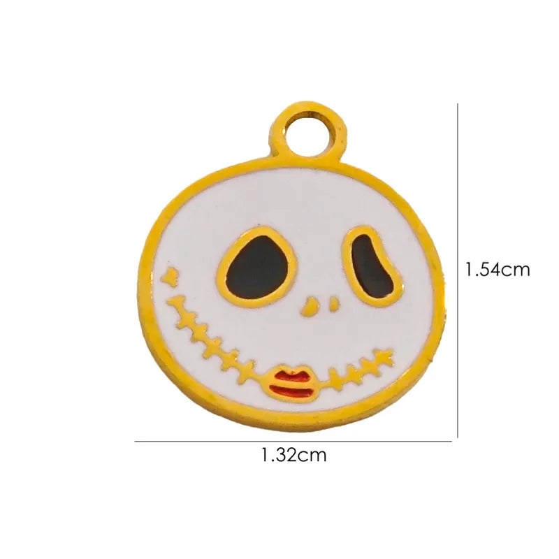 1 Piece 10*14.8mm 8.3*14.8mm 9.1*15.2mm 304 Stainless Steel 14K Gold Plated Pumpkin Skull Grimace Pendant Jewelry Accessories