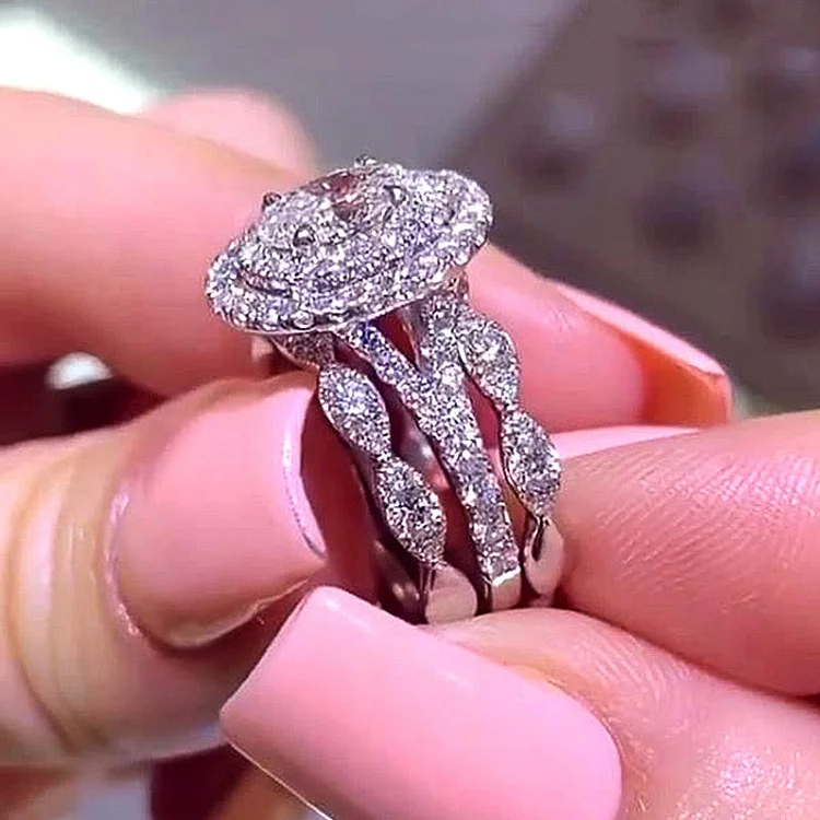 Dazzling Micro Pave Design CZ Bridal Set Ring