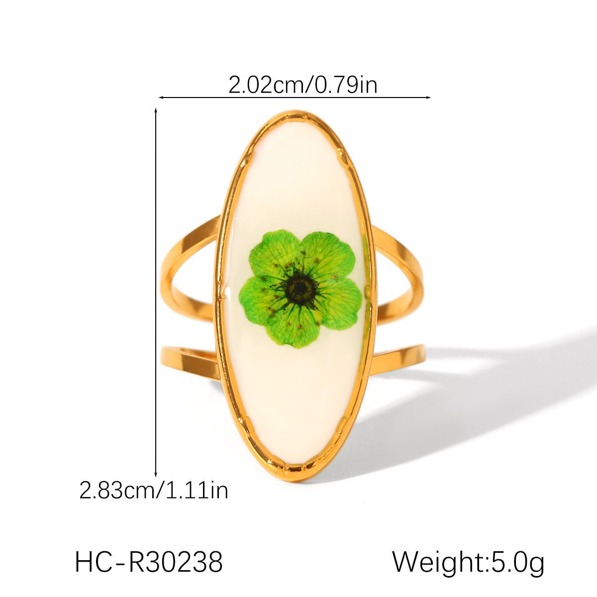 18K Gold Stainless Steel Ring Four-Leaf Clover Immortal Flower Titanium Steel Ring Small Daisy Flower Ring Female