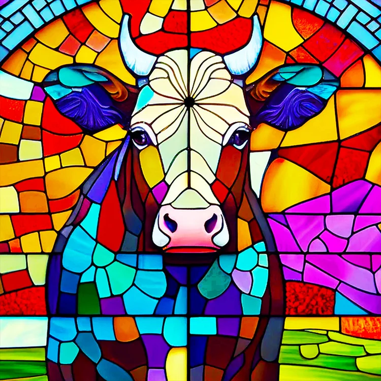 Glass Cow 30*30CM(Canvas) Full Round Drill Diamond Painting gbfke