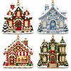 4pcs Christmas House Pearl Art Diamond Painting Pendant