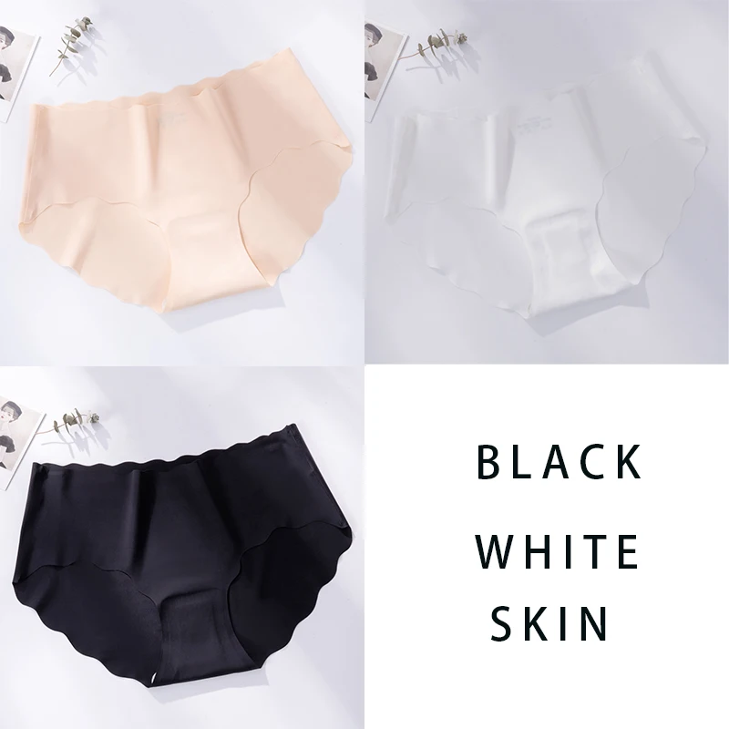 Bayuyun 3PCS/Set Seamless Panties Women Sexy Underwear Ice Silk Underpants Low Waist Female Soft Solid Ultra-thin Briefs