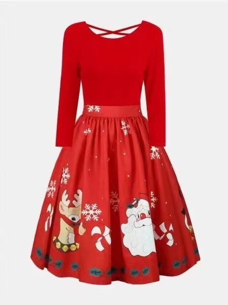  thdmladies Christmas Print Sexy Plus Size Dress thedmladies