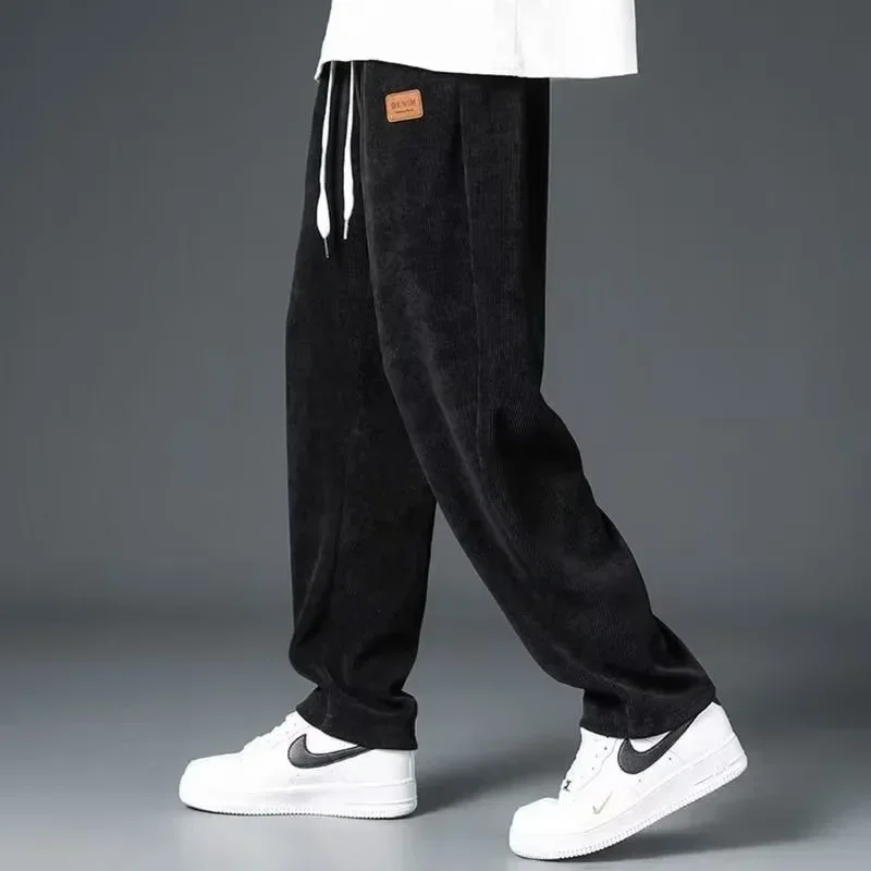 Edgartires Y2k Korean Men Basic Blank Solid Baggy Joggers Running Sports Pants Trousers Casual Grey Jogging Pants for Men Drawstring Pants