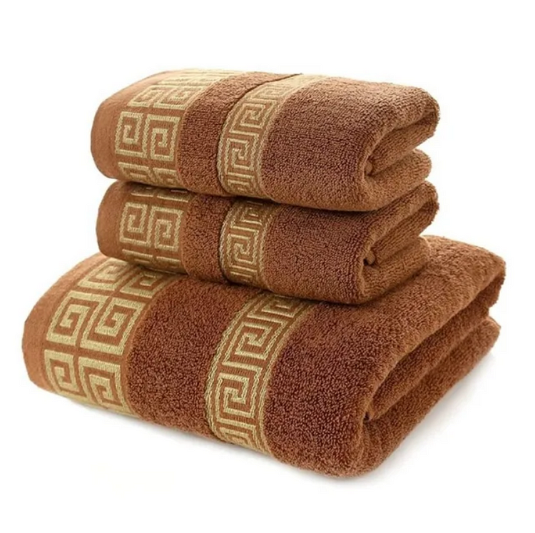 Set of 3 Cotton Bathroom Towels Sets 2pcs Hand Face Towel 35x75cm and 1pcs Big Bath Towels 70X140cm Washcloths Gift Towels 수건 세트