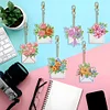6Pcs DIY Diamond Painting Flower Keychain
