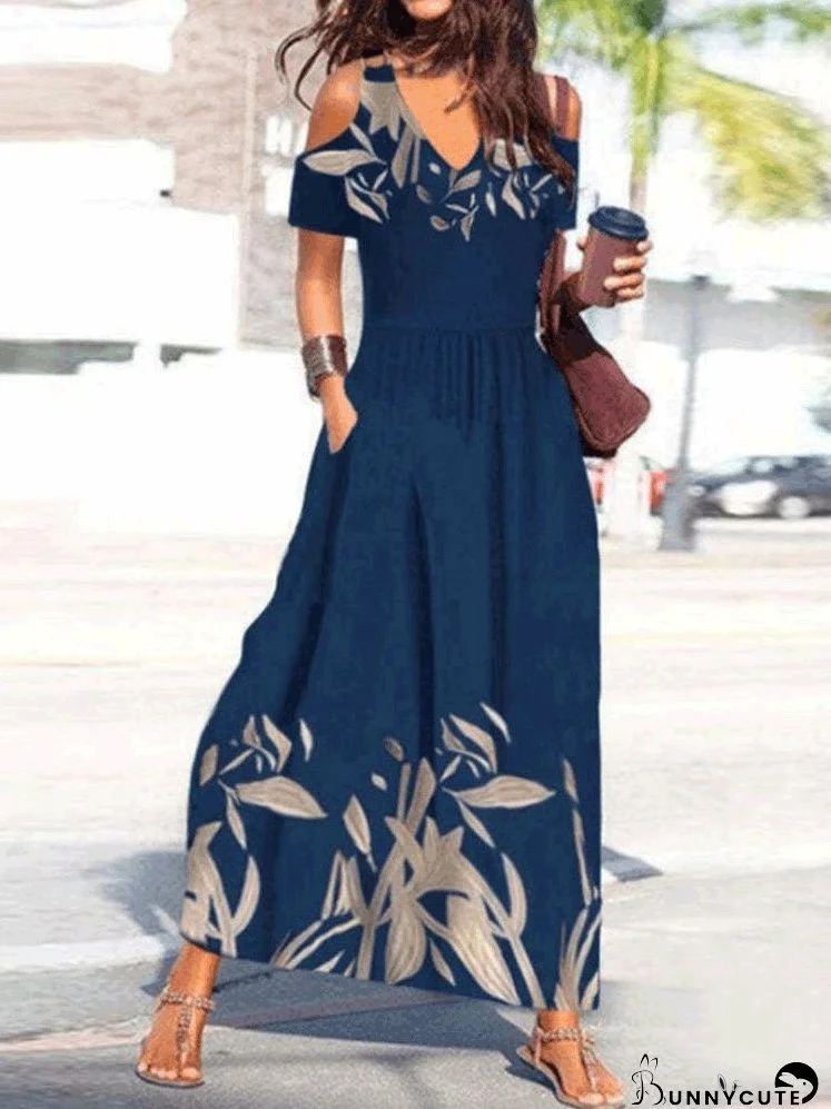 Dresses Printed Off-Shoulder Short Sleeve Dress for Women