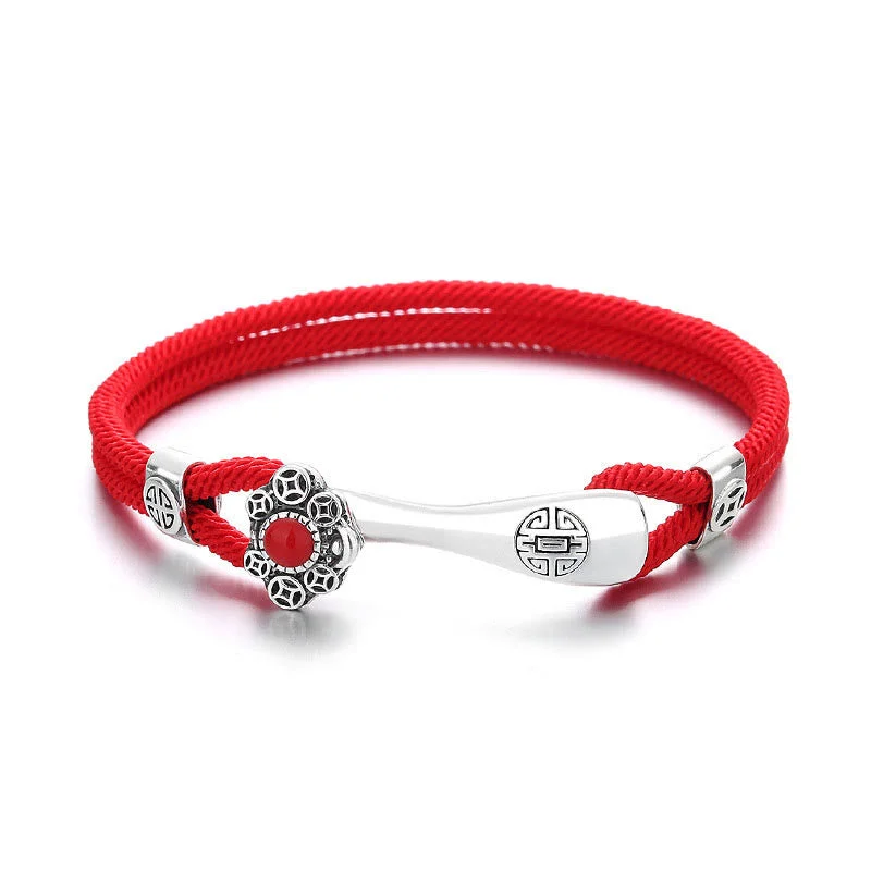 Red Agate Wish Ruyi Handle Protection Red String Braided Bracelet