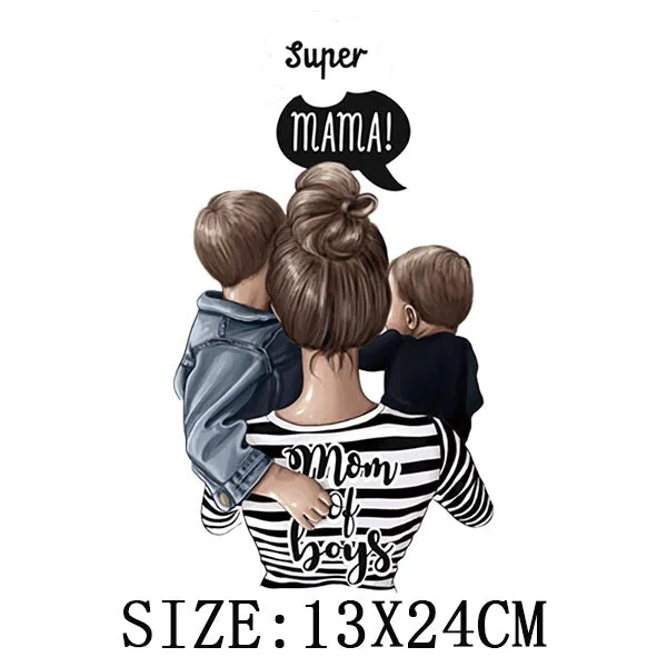 Mom&Baby Iron On Transfer For Woman Clothing DIY Washable Thermal Stickers On T-shirt Lovely Design Appliqued Patches On Clothes