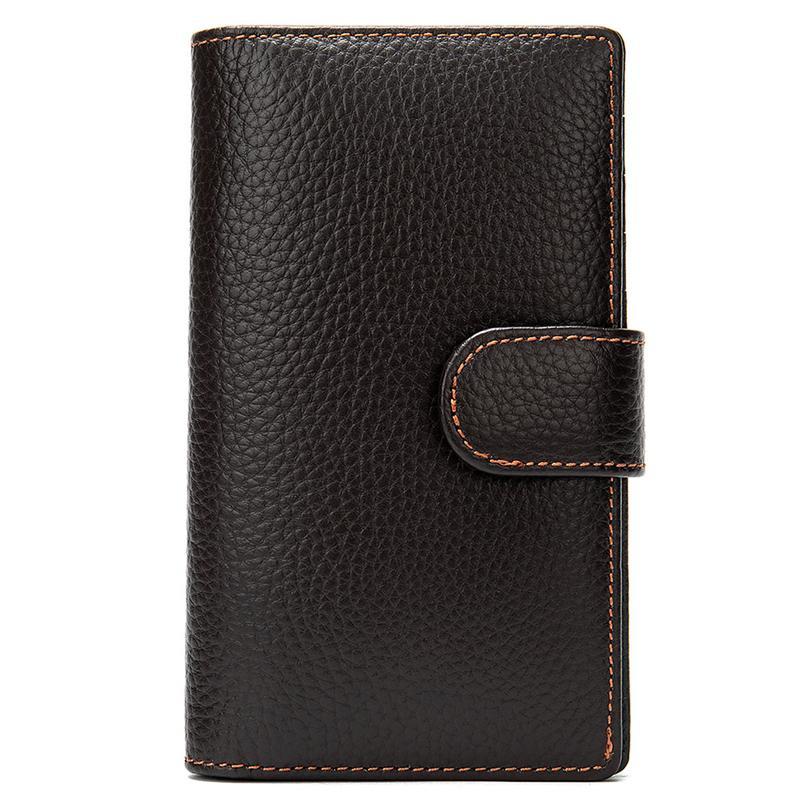 Men's Vintage Style Business Large Capacity Leather Buckle Retro Wallet