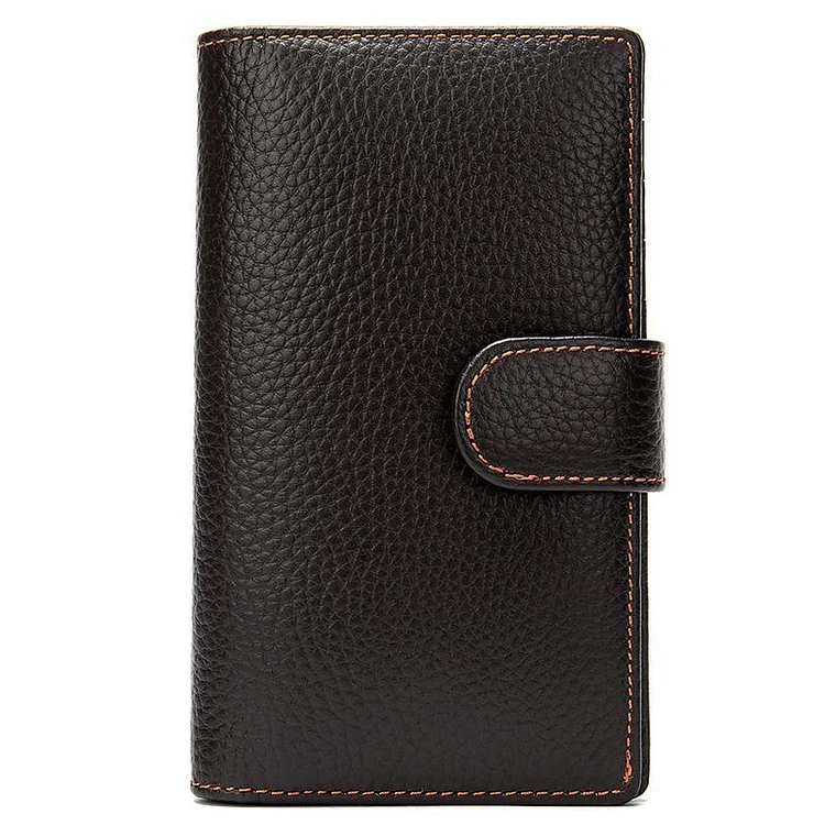 Men's Vintage Style Business Large Capacity Leather Buckle Retro Wallet