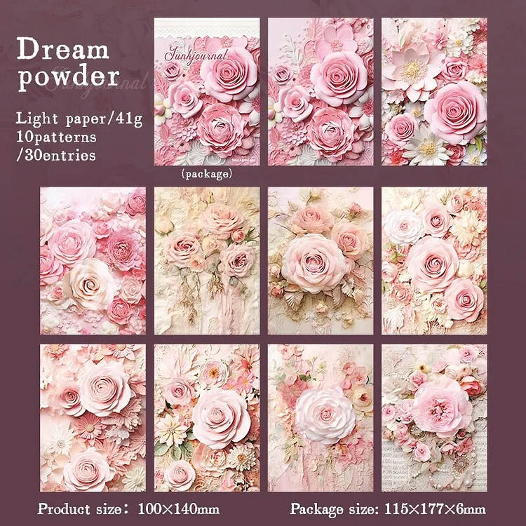 Journalsay 30 Sheets Dream Building Flower Series Vintage Lace Material Paper