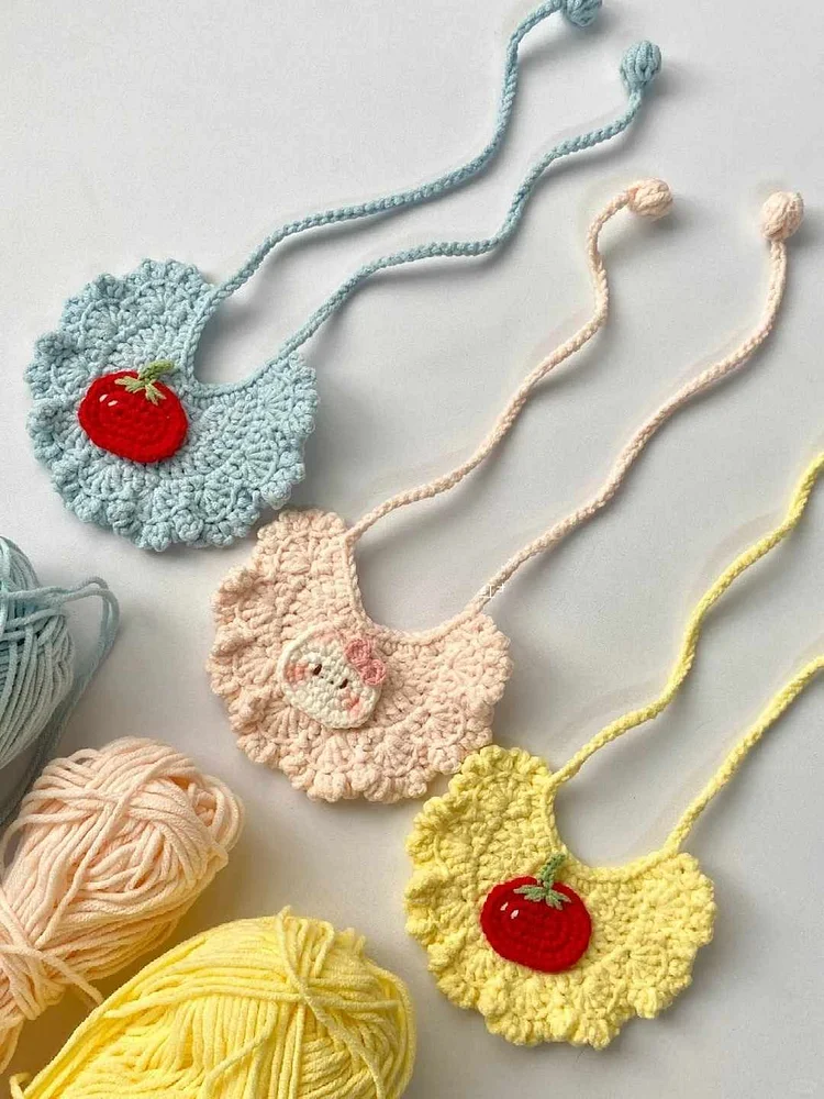 Lulusnow Handmade Yellow Tomato Crochet Pet Collars / Pet Holiday Outfit/ Festive Pet Accessories/ Gift For Pet