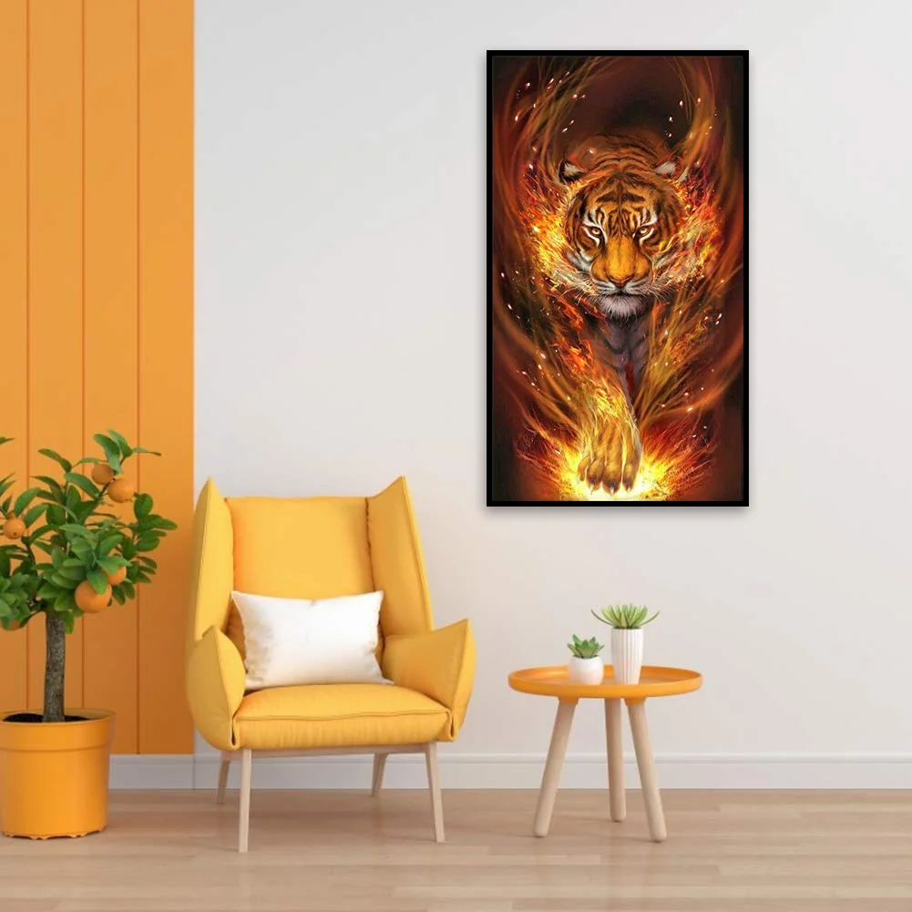 14CT Full Stamped Cross Stitch - Tiger(Canvas|40*75CM)