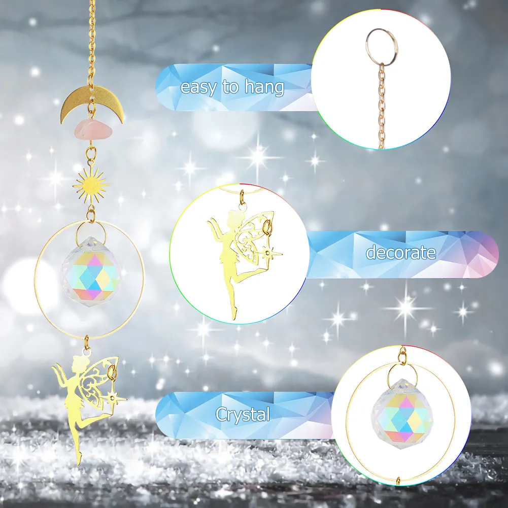 Crystal Wind Chime Prism Catchers Hanging Ornament Home Garden Decorations