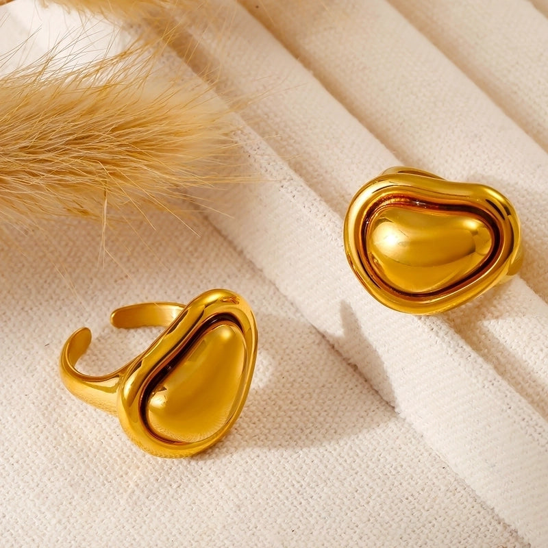 Elegant Luxurious Vacation Geometric Titanium Steel 18K Gold Plated Open Rings