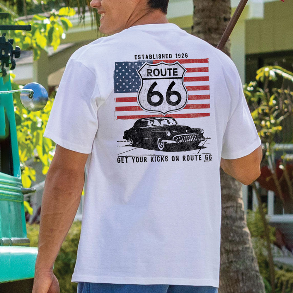  Route 66 American Flag Graphic T-Shirt for Men and Women - Perfect for Travel Enthusiasts