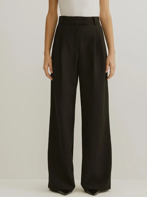 Black Sculpted Wide Leg Tailored Trousers black-sculpted-wide-leg-tailored-trousers