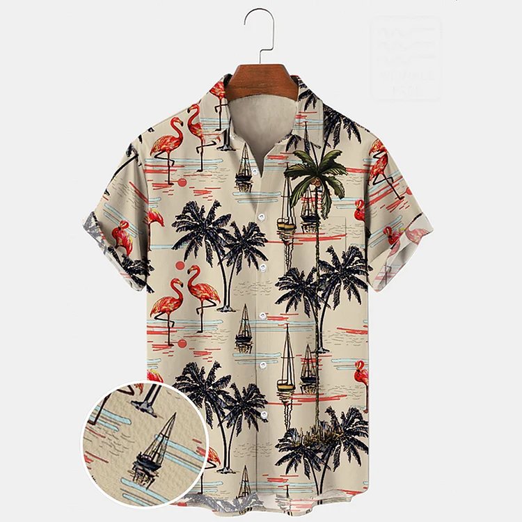 BrosWear Crowned Crane Palm Short Sleeve Shirt