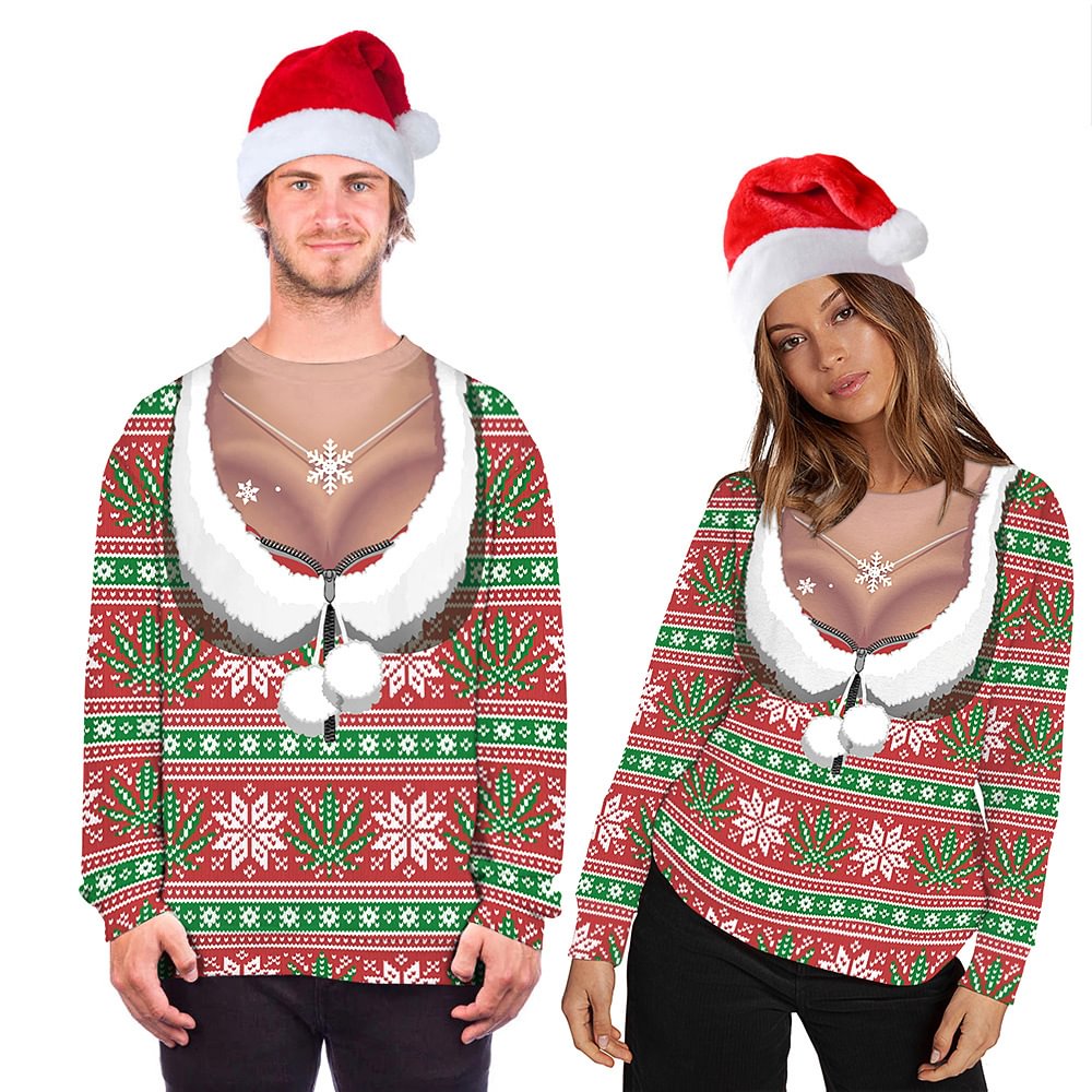 Funny 3D Printing Men's Women's Ugly Christmas Pullovers Sweatshirts-VESSFUL