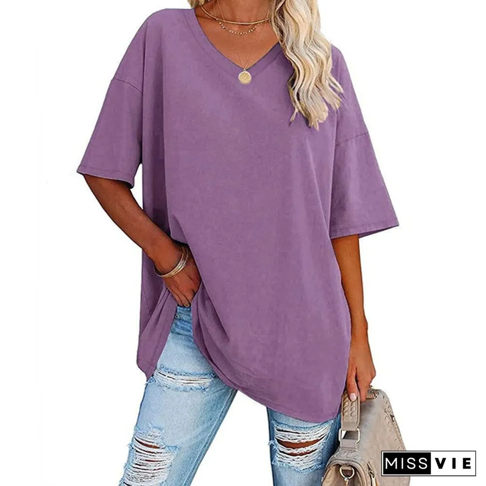 XS-8XL Spring Summer Tops Plus Size Fashion Clothes Womens Casual Short Sleeve Tee Shirts