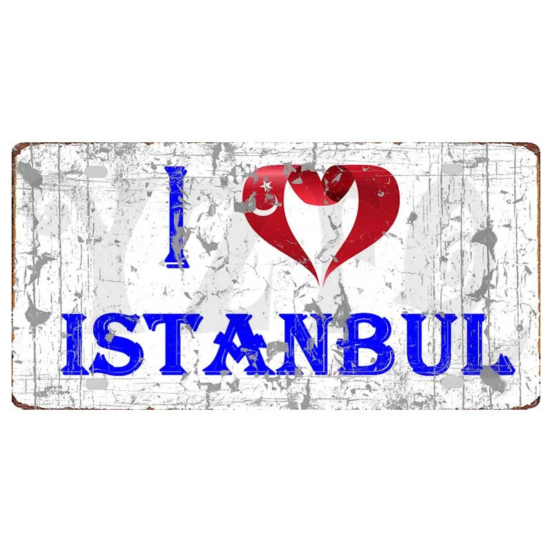 Athvotar 】Istanbul Turkey Travel City Metal Sign License Plate For Wall Restaurant Bar Craft Home Decor 30X15CM DC-1612A
