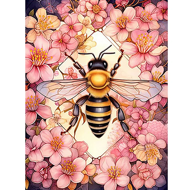 Flower Queen Bee 30*40CM (Canvas) Full Round Drill Diamond Painting gbfke