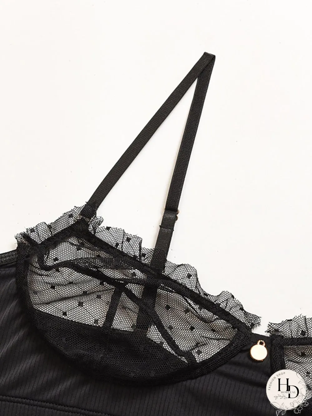 Lace Mesh Eyelashes Lace Sling Lingerie Set