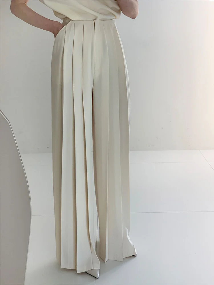 Pleated High Waist Wide Leg Pants QueenFunky