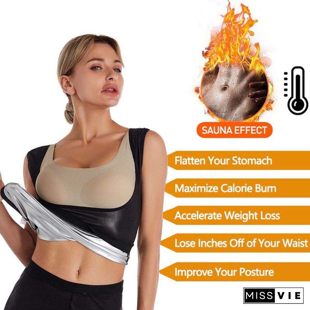 S-5XL Women Waist Trainer Corset Weight Loss Slimming Shirt Silver Coating Sauna Sweat Vest Workout Body Shaper Tank Top Shapewear