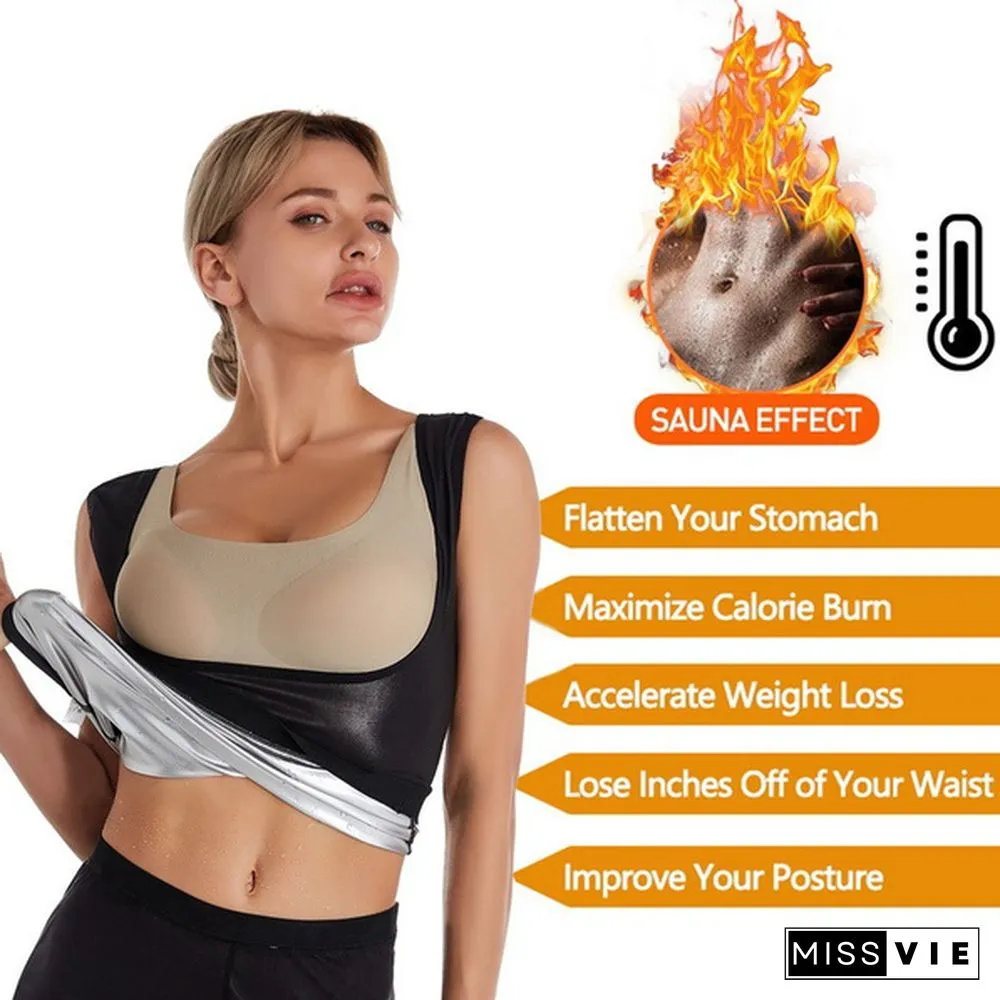 S-5XL Women Waist Trainer Corset Weight Loss Slimming Shirt Silver Coating Sauna Sweat Vest Workout Body Shaper Tank Top Shapewear