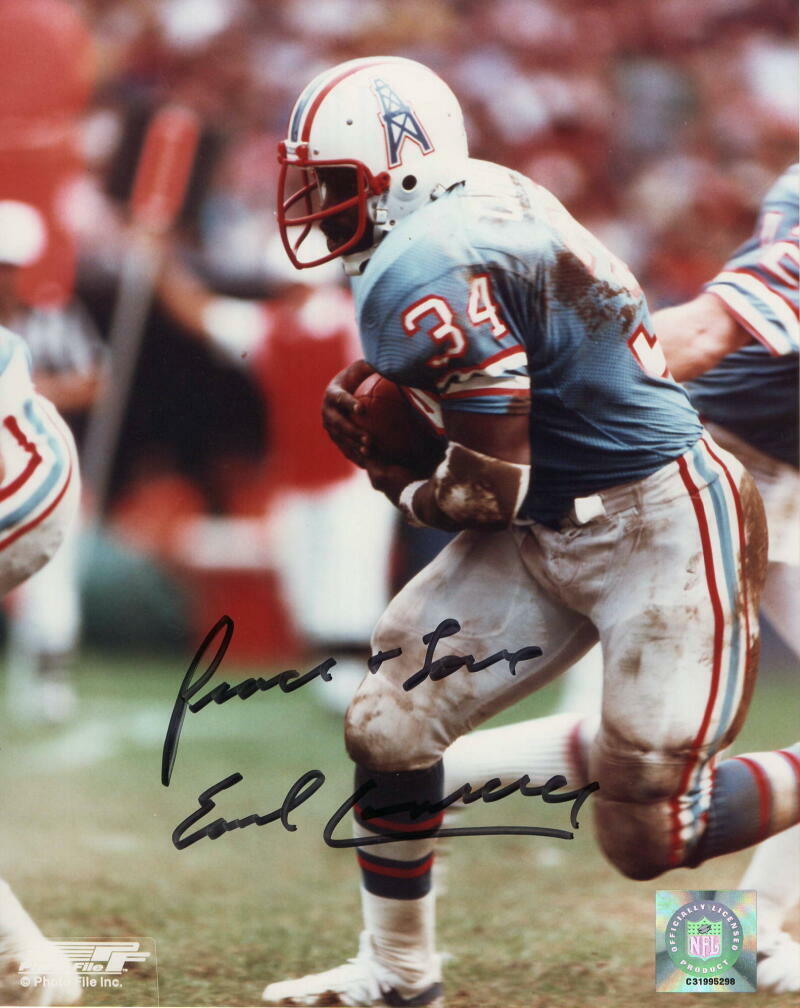 EARL CAMPBELL SIGNED AUTOGRAPH 8x10 Photo Poster painting - HOUSTON OILERS, SUPER BOWL CHAMPION