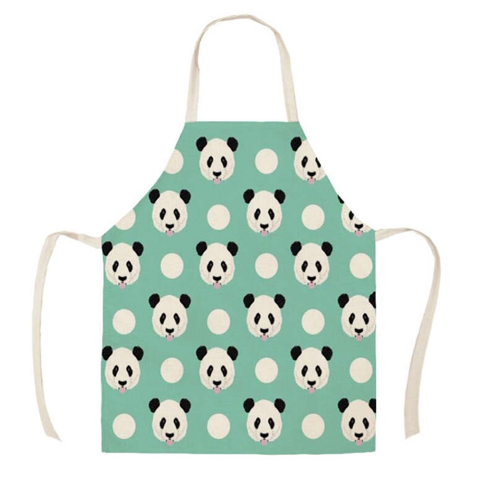 Linen Print Apron - Pandas - 68x55cm
