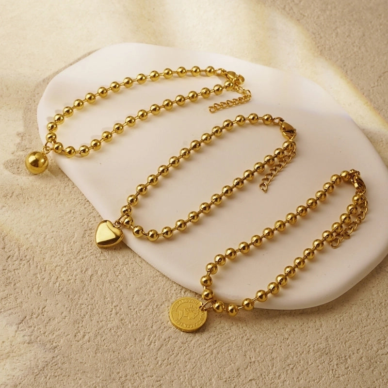 Elegant Round Heart Shape 304 Stainless Steel 18K Gold Plated Bracelets In Bulk