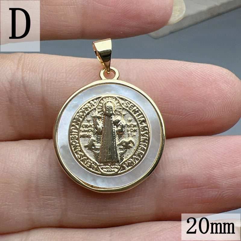 1 Piece Shell Copper Round Rectangle Pendant