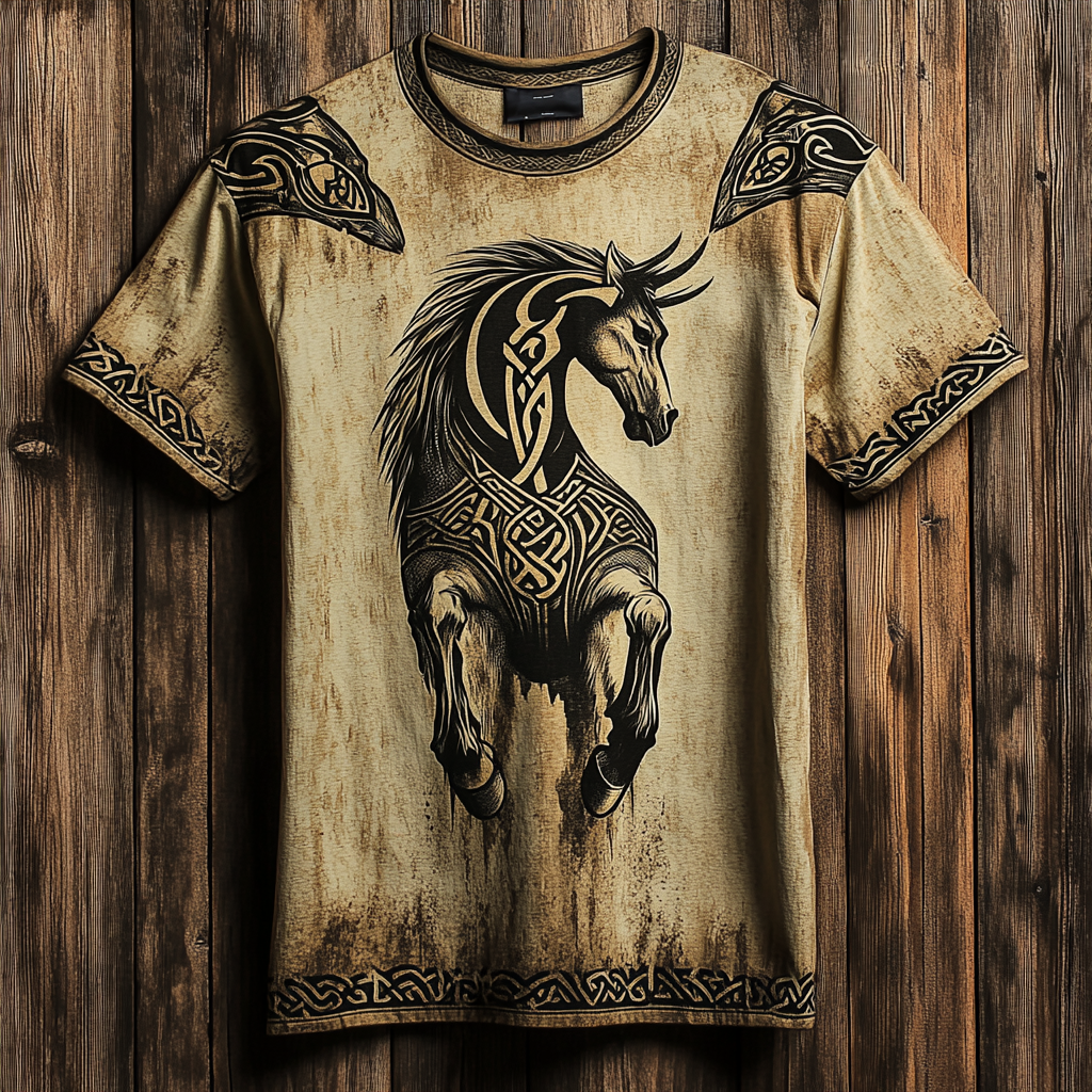 Men's Viking Nordic Sleipnir Totem Vintage Print T-shirt / Rvogue / Rvogue