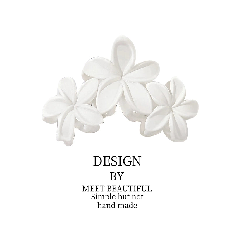 Design Frosted Artificial Flowers Hair Styling Clip Three Flowers Hair Claw Back Head Hair Volume Multi-Plate Hair Clip