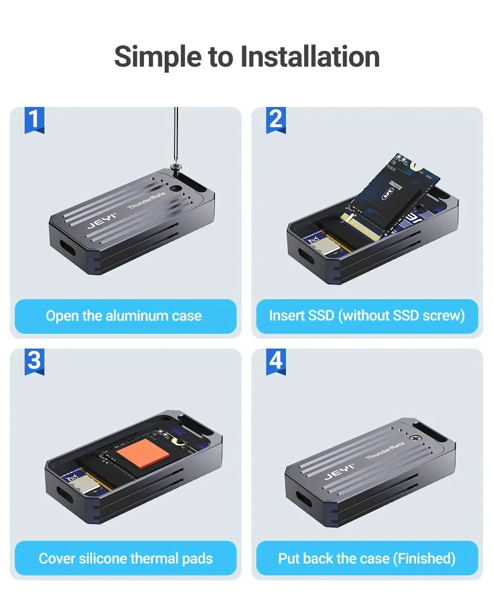 JEYI 2230 M.2 Enclosure, USB 3.2 Gen 2 10Gbps M.2 NVMe SSD
